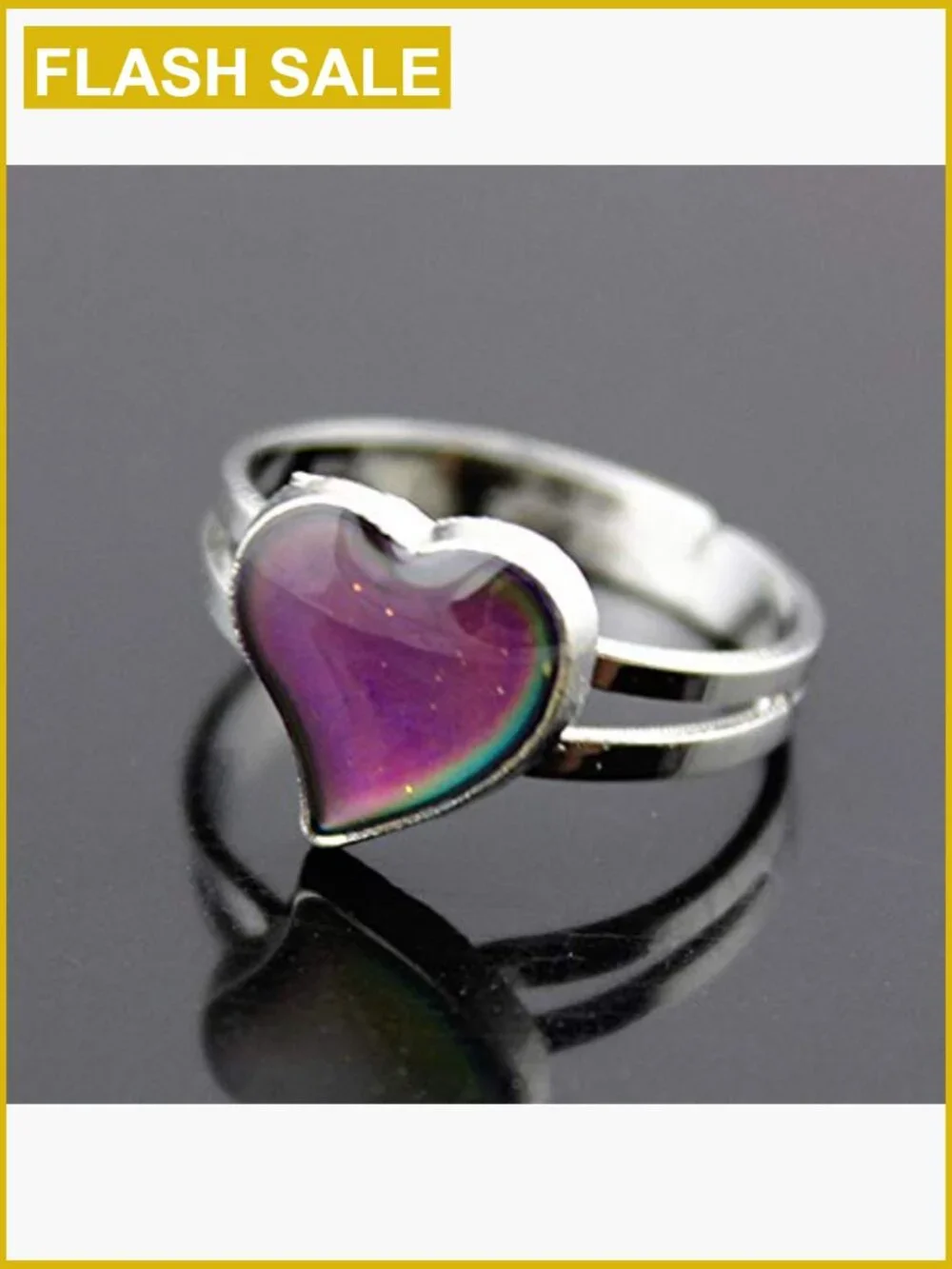 Adjustable Solitaire Mood Ring Dinosaur Face Color Change Silver Jewelry